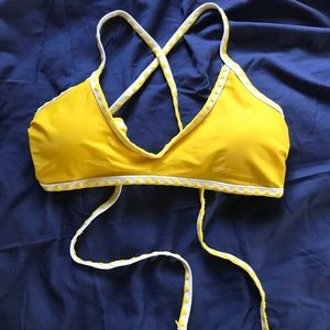 NWT SHEIN Yellow w/ White Trim High Leg Bikini